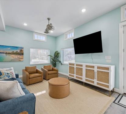 Comfy Couch with TV.