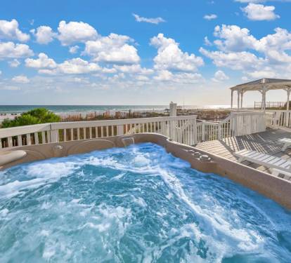 Relax in your private hot tub with stunning ocean views and endless skies.