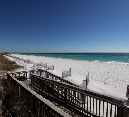Private beach that have chairs set up during the season.