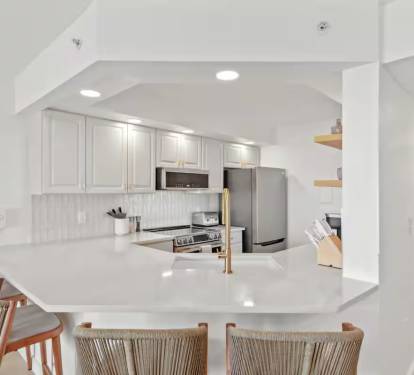Kitchen island is perfect for quick grab and go meals