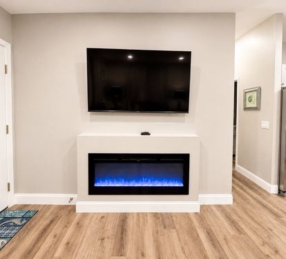 Roku TV and electric fireplace
