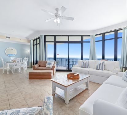 Floor to ceiling views of the gulf.