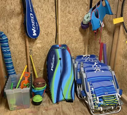 Lots of beach toys, games, and equipment
