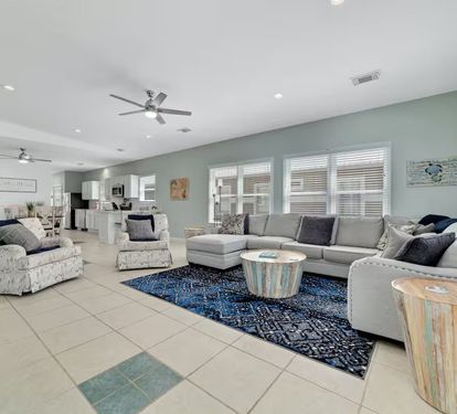 Open concept living space with plenty of seating
