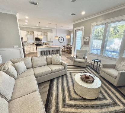 View of kitchen from living room