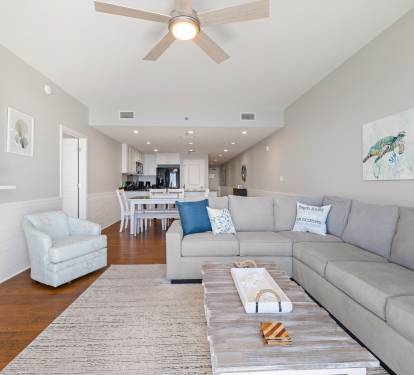 Watch the 75" smart tv from the comfortable sectional sofa.