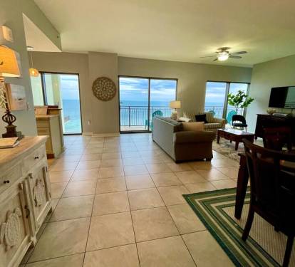 Living room with  ocean view