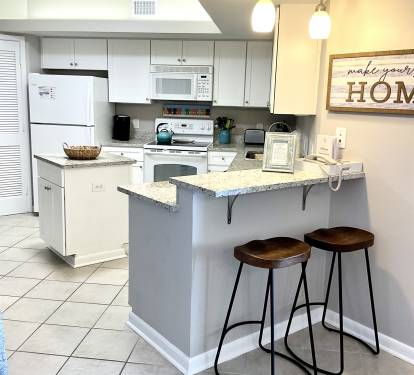 Bar seating for two.  Great breakfast area or laptop station.