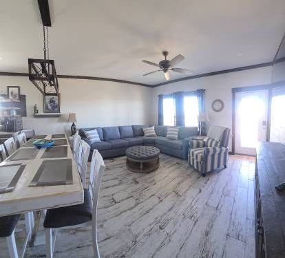 Living room sectional sofa with sleeper and recliner