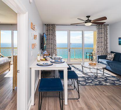 Primary Bedroom and Living Room with Gulf Views