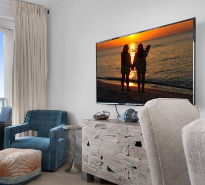 Evening Gulf view and living area