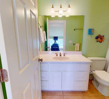 Extra towels in vanity