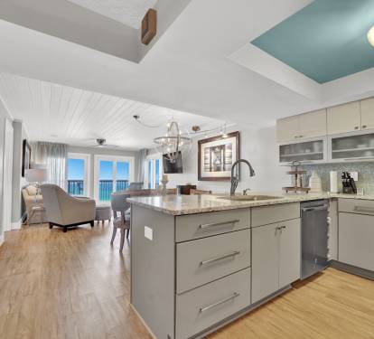 Kitchen viewing into Living Area
