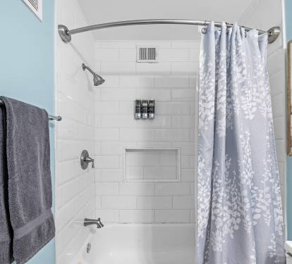 Bath tub and shower with shampoo dispenser