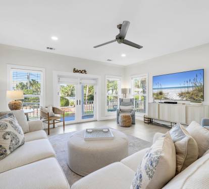 Spacious, gorgeous living area - walk out the front door to the beach access.