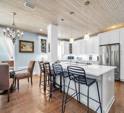 Counter seating for additional dining.