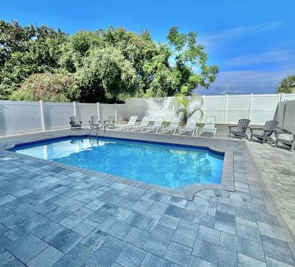 Spacious backyard with pool
