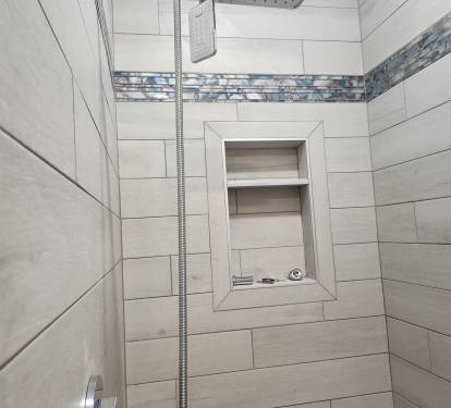 Rain shower and massage sprayer in master showers