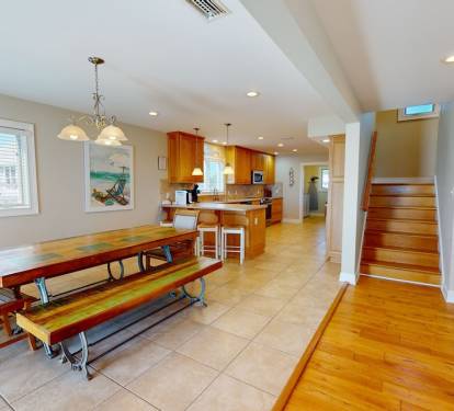 Dining area with picnic style table