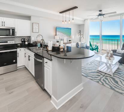 Open concept, gulf backdrop
