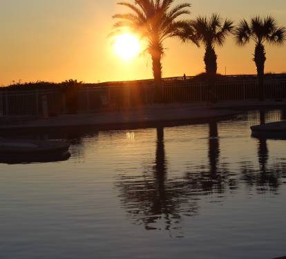 Sunset by the pool