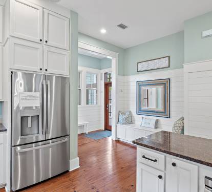 Stainless steel appliances and granite countertops