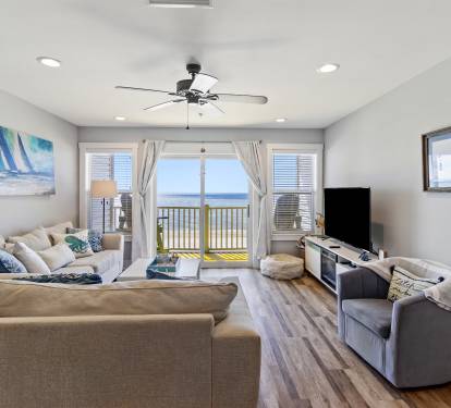 Cozy oceanfront living room