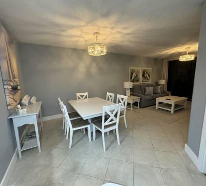 View of dining and living area.