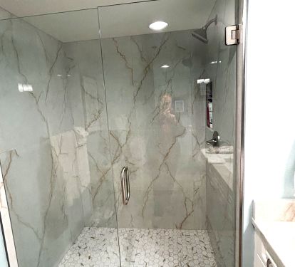 Newly installed walk-in custom shower