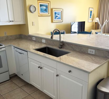 Custom installed quartz counter tops