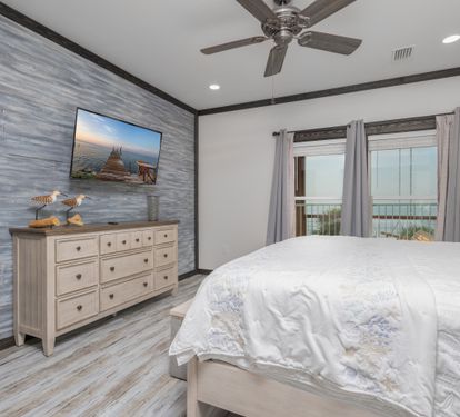 Master bed TV and storage