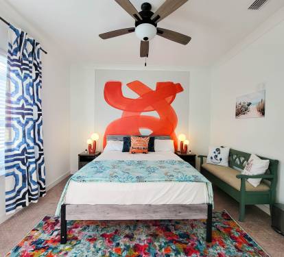 Bedroom #2 - a Queen Bed with a Bench, Which is a Perfect Place to Take a Break or For Getting Lost in a Book After Outdoor Activities