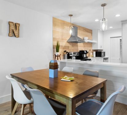 Dining area off of the kitchen and living room.
