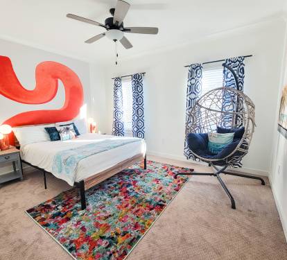 Bedroom #3 - a Queen Bed - Sit Back and Encapsulate Yourself in the Modern Egg Chair to Relax After a Busy Day