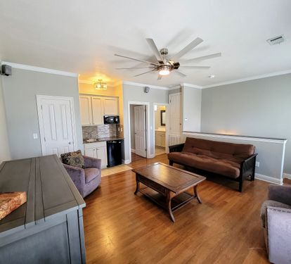3rd Floor Game Room, Balcony, Kitchenette, bar, Murphy bed, and Smart tv
