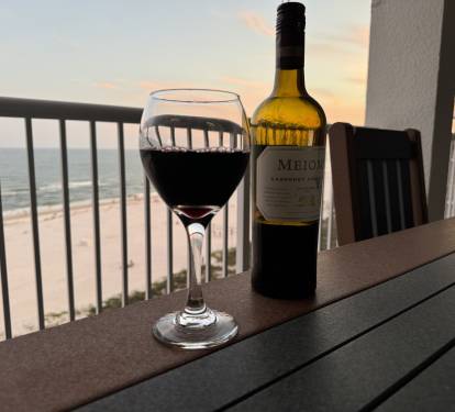 Wine on the balcony.