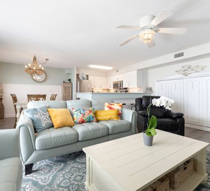 ??? "Relax in Style. The living area features two comfortable leather couches, a recliner, and a large smart TV—perfect for movie nights, cozy conversations, or simply unwinding after a day at