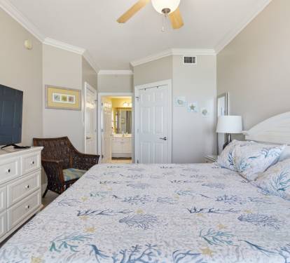 The spacious master bedroom has a en suite bath. 
