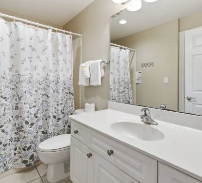 The second bath opens from the 2nd bedroom and the hallway. 