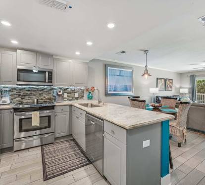 Fully Equipped and Family Ready - Stainless steel
appliances, granite counters, and everything you
need to prep quick breakfasts or full dinners
