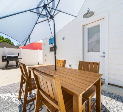 Take a break from fantastic local restaurants and dine in the private outdoors.