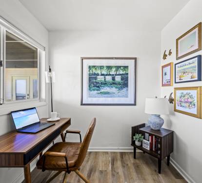 An office with an ocean view.