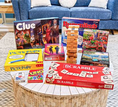 After dinner, the games come out. A full collection is ready for family game night. Time to get competitive.