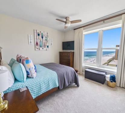 Guest room #3, the Oar Room, with gorgeous views of the coast and fishing pier!  