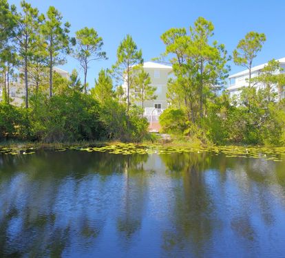 Lake located directly behind house. Great for fishing! New private dock in backyard!