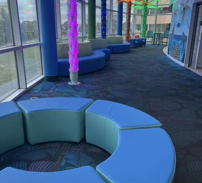Fun beach-themed lobby