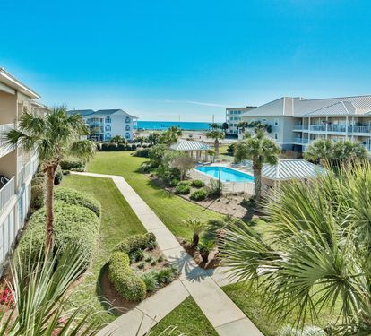 View of the pool and courtyard