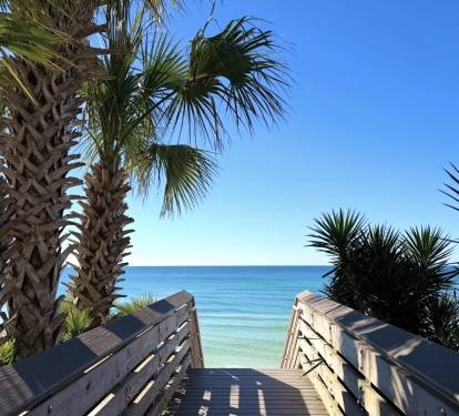 ECC is a few minutes walk to the deeded beach access or take the free tram!