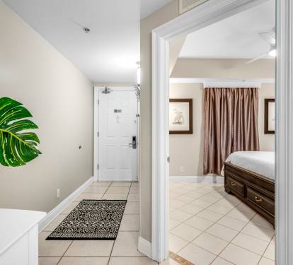 Entry door and bedroom