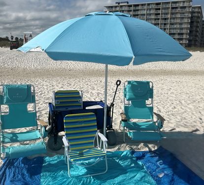 No need to bring the chairs.. we have them, along with umbrella, toys, and a beach wagon to haul them!